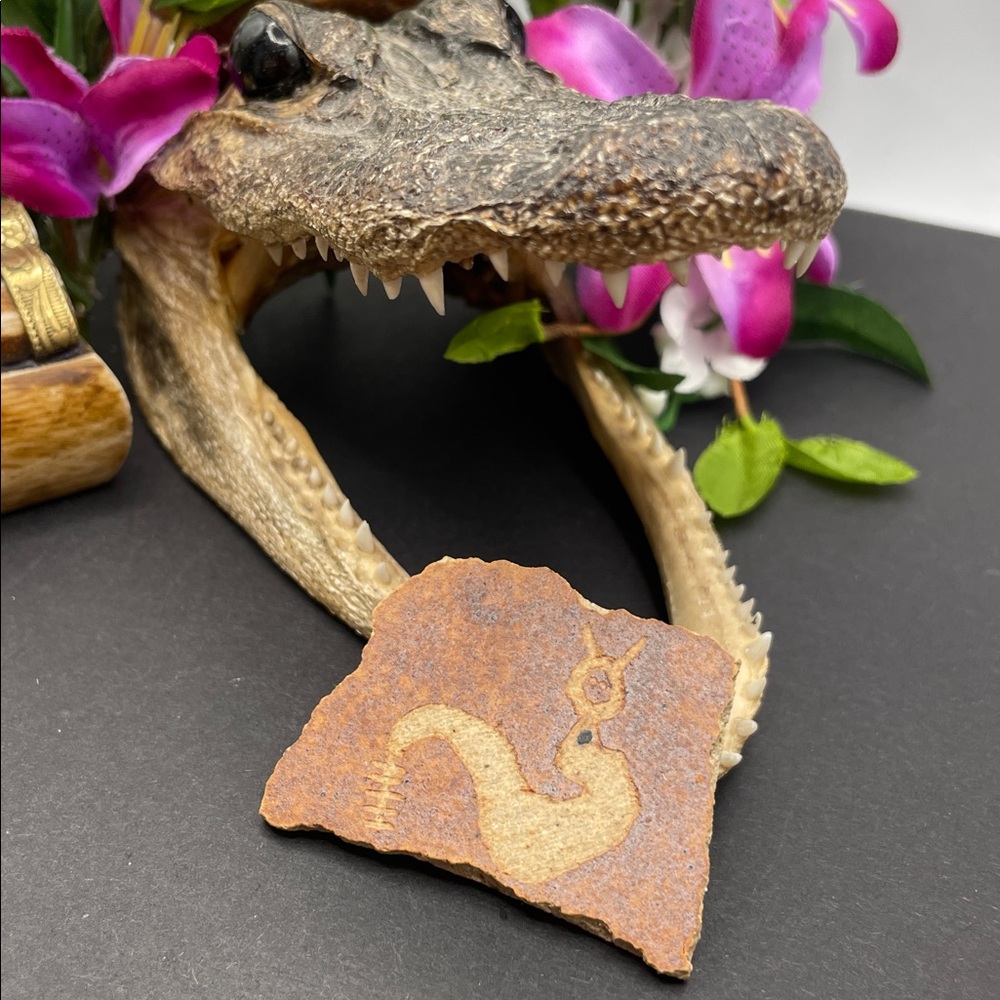 Cooks Peak NM rattle snake petroglyphs effect brooch vintage